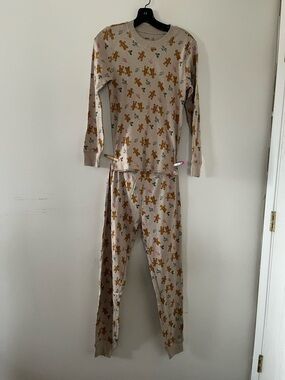 Pact Organic Cotton Pajama Set Gingerbread XS Brown Cozy Lounge Set Christmas
